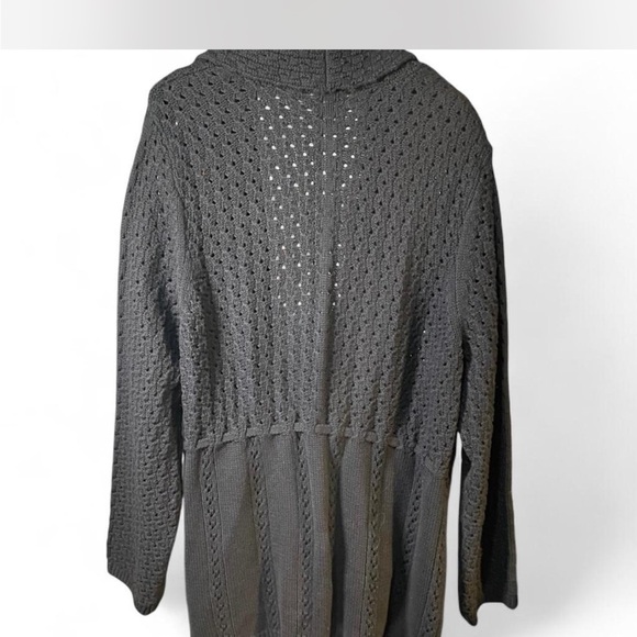 Charter Club Black Knitted Cardigan Sweater with Tie Closure - Picture 2 of 5